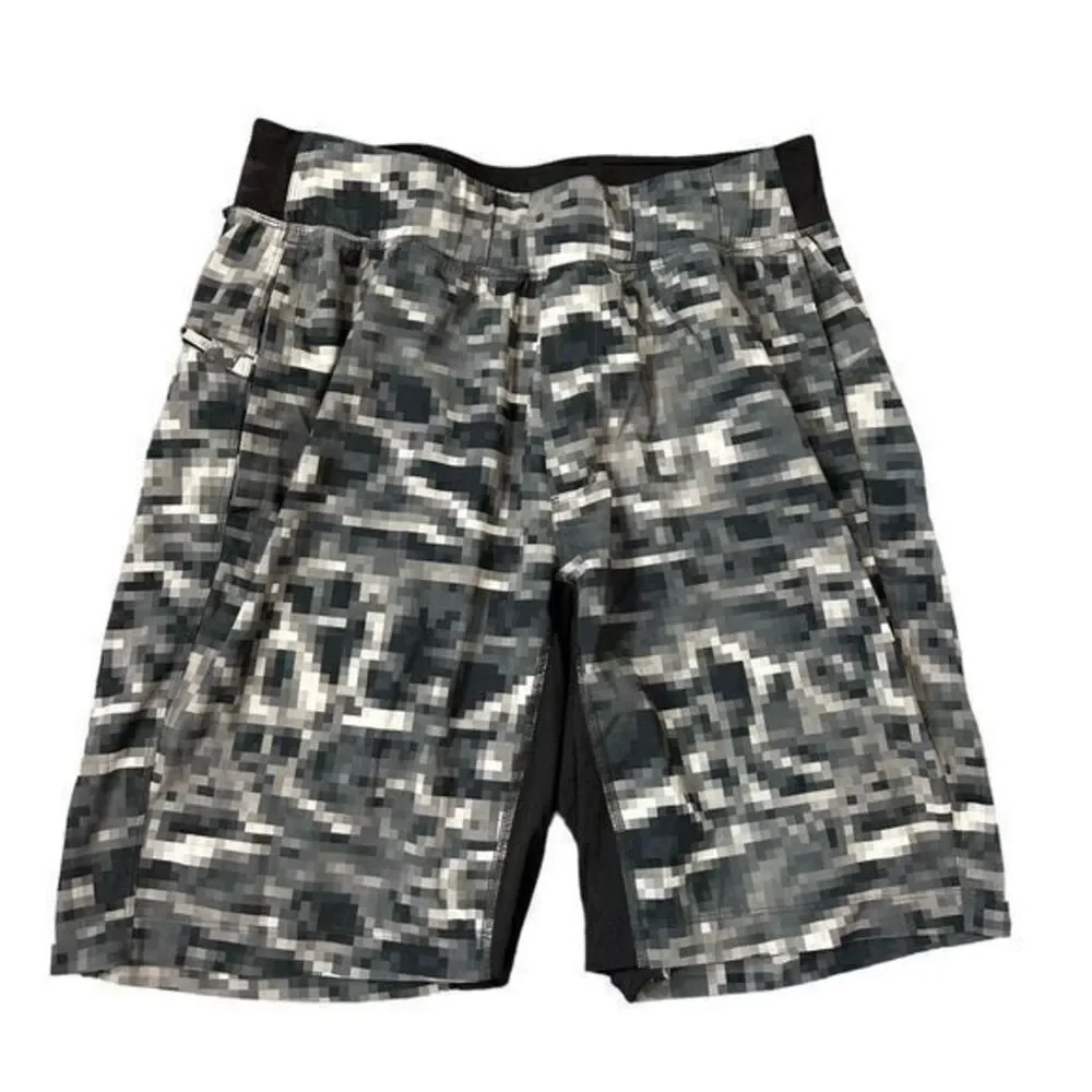 Lululemon Men’s Digital Camouflage Athletic Shorts Active Performance Black M